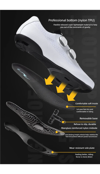 Zapatillas de ciclismo de velocidad para hombre, zapatillas de ciclismo de carretera, zapatillas con calas, zapatillas SPD, zapatillas de ciclismo para pedales planos, calzado de ciclismo para hombre, calzado para actividades al aire libre, color blanco