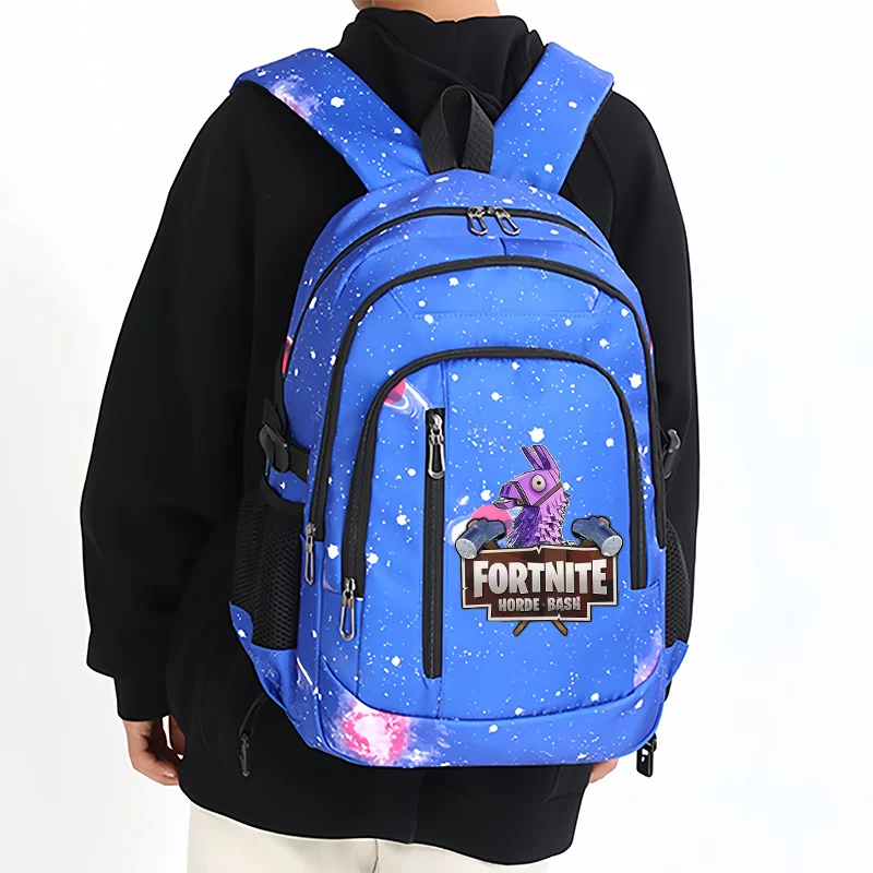 Fortnite Starry Sky Backpack Large Capacity Waterproof Laptop Bag Game Character Print Student Pack Boys and Girls Back to School Bag