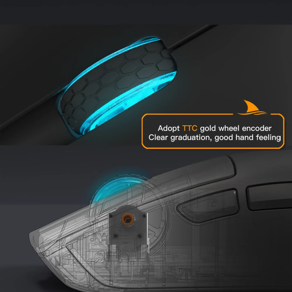 Mouse da gaming Darmoshark M3Pro 2.4G BT wireless tri-mode, sensore PAW3395, N52840, 26000DPI, mouse con driver macro per mani grandi per il gaming