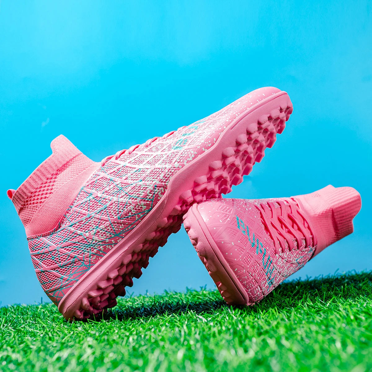TF Soccer Shoes For Kids Youth PU Fabric Upper Rubber Sole Wear-Resistant Non-Slip Training Football Boots