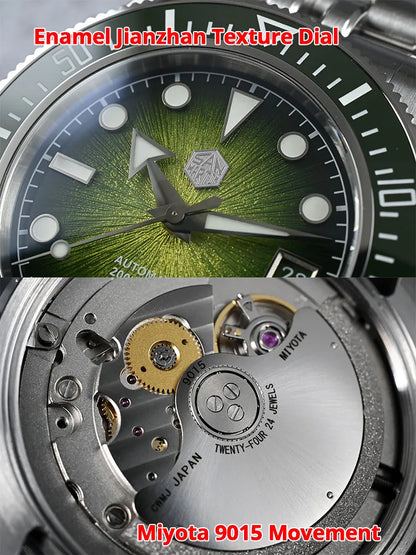 San Martin 40mm Men's Luxury Diver Watch Miyota 9015 Enamel Sunburst Dial Automatic Mechanical Wristwatch Waterproof 200m SN0148