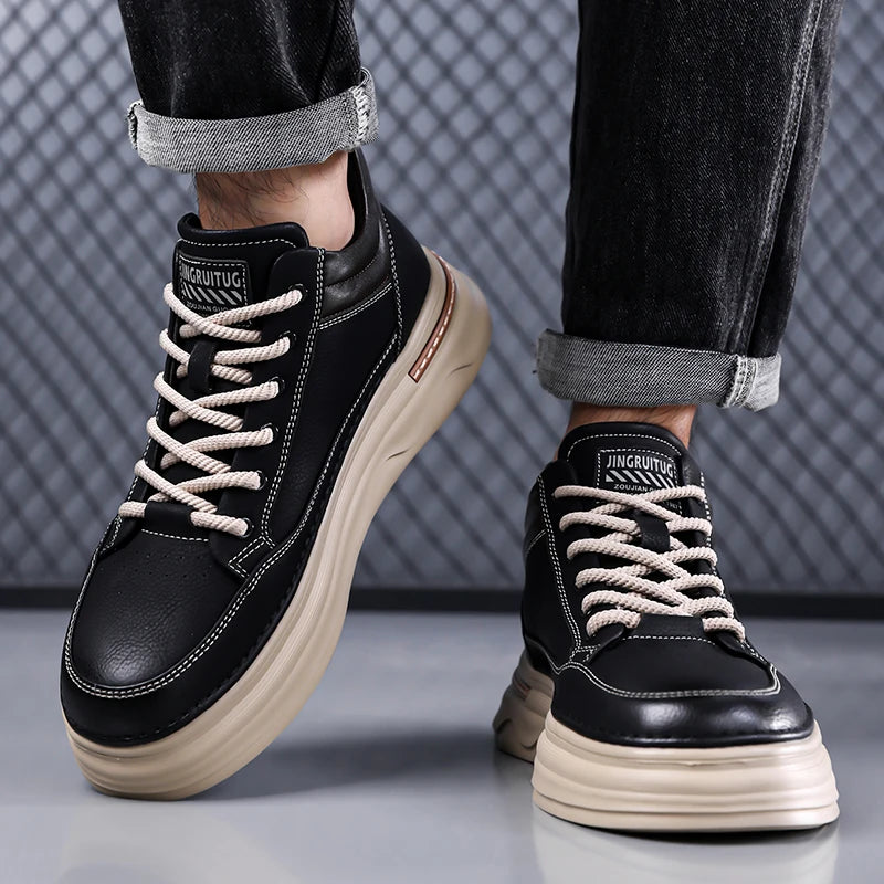 Pantofi Oxford casual pentru bărbați, din piele, cu talpă groasă, la modă, pentru exterior, fără toc, de calitate superioară, pantofi Oxford realizați manual, pentru plimbare