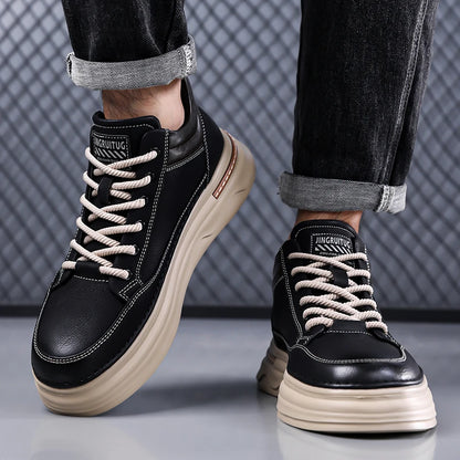 Pantofi Oxford casual pentru bărbați, din piele, cu talpă groasă, la modă, pentru exterior, fără toc, de calitate superioară, pantofi Oxford realizați manual, pentru plimbare