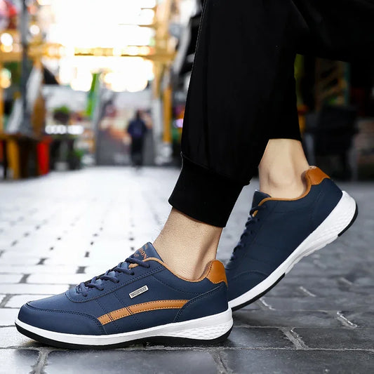 Leather Sneakers for Men, Casual Shoes, Soft Sole, Outdoor Walking Shoes, Sports, Four Seasons