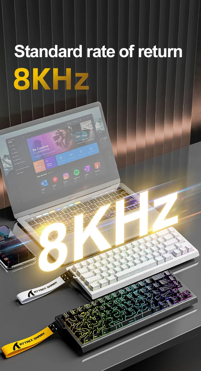 ATTACK SHARK X68HE Magnetic Keyboard Red Wired Mechanical for Pro Gaming 0.01mm Rapid Trigger 8000Hz SOCD/Rs 0.125ms 128K Rate