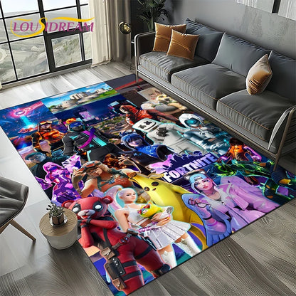 2025 Games 3D F-Fortnite Cartoon Carpet Rug for Living Room Bedroom Home Sofa Decoration,Kids play Area Rug Non-slip Floor Mat