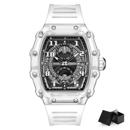 Unique Blue Fashion Brand Men's Watches Silicone Strap Waterproof Out Door Sport Military Watches for Men Multi Function Luxury