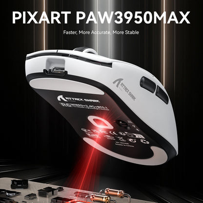 ATTACK SHARK R6 PAW3950MAX Wireless Gaming Mouse, 39g Ultralight, 8KHz Polling Rate, 42,000 DPI, Tri-Mode Bluetooth & 2.4G Gaming Mouse