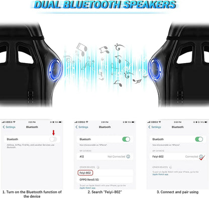 Gaming Chair with Speakers and RGB LED Light, 7 Points Massage Video Game Chair Adjustable with Headrest & Lumbar Support