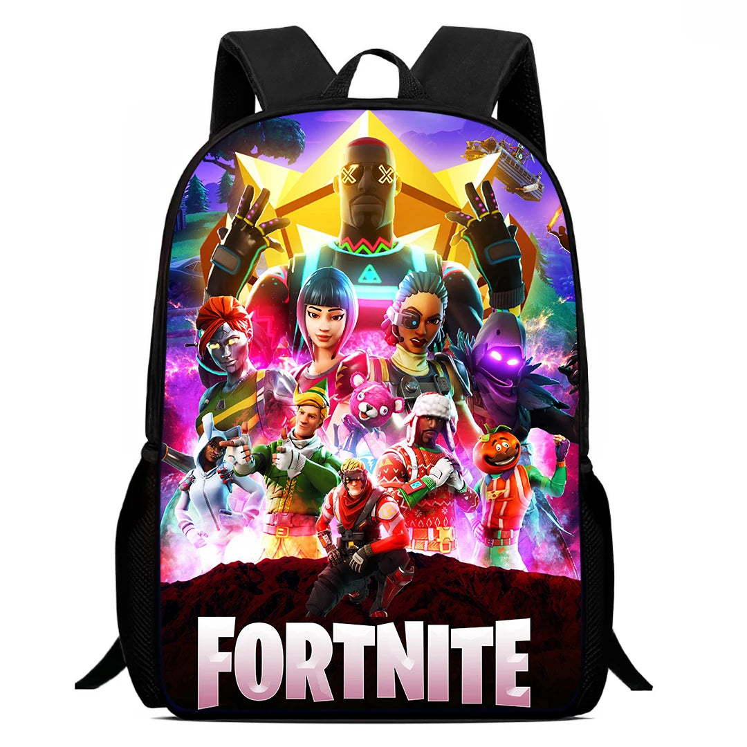 Fortnite 15 Inch Cartoon School Backpack for Kids Boys Girls, Cool Game Printed Lightweight Backpack Large Suitable for Ages 5-8