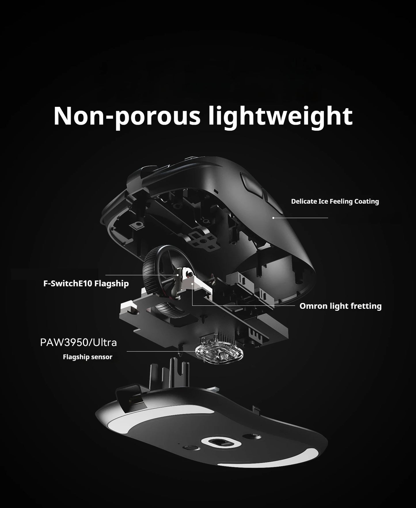 Mouse de gaming wireless ATK Z1 Pro Max Ultra, picioruș personalizat, PAW3950 Ultra Smart Speed Wireless, rată de polling 8k, latență redusă de 0.39ms