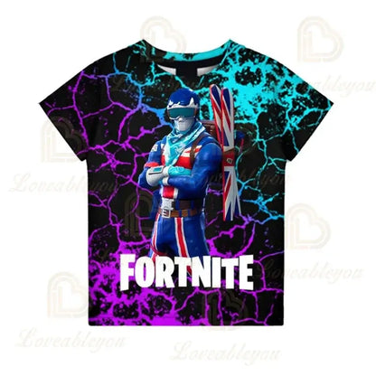Fortnite Boys T-shirt Kids Tops Summer Children Clothes 3D Funny Battle Royale Game Graphics T-Shirt Toddler Girls Top Tee
