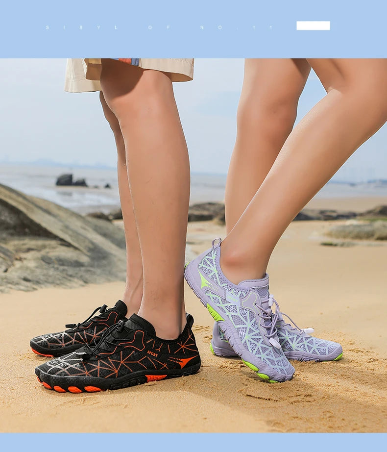 Boty do vody pro muže a ženy, síťované, rychleschnoucí plážové boty, outdoorové protiskluzové plavecké boty, unisexové boty pro vodní sporty