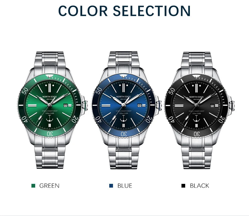 NORTH EDGE ANCHOR 42MM Men Mechanical Wristwatch Luxury Sapphire Glass MIYOTA 8215 Automatic Watches 10bar Waterproof Watch Men
