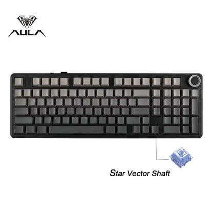 AULA F99PRO Gaming Mechanical Keyboard 99 Key Three Mode Wireless Hot Swappable Gasket Structure Custom Keyboard with Media Knob