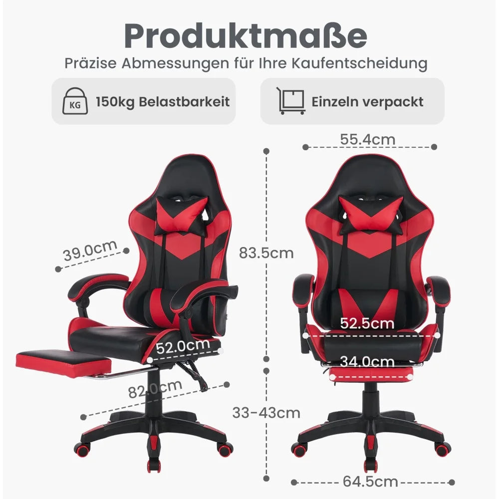 Ergonomic Gaming Chair 360° Reclining Office Chair with Footrest, Adjustable Height Racing Chair with Lumbar Support and Headrest
