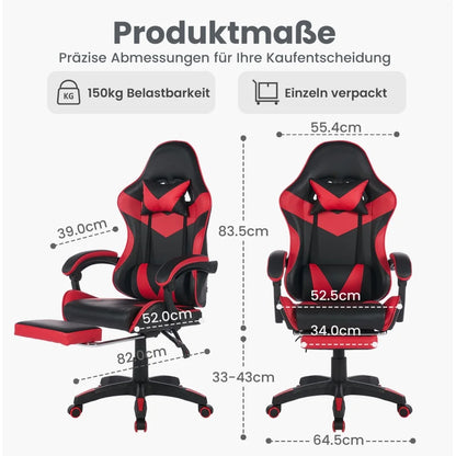 Ergonomic Gaming Chair 360° Reclining Office Chair with Footrest, Adjustable Height Racing Chair with Lumbar Support and Headrest