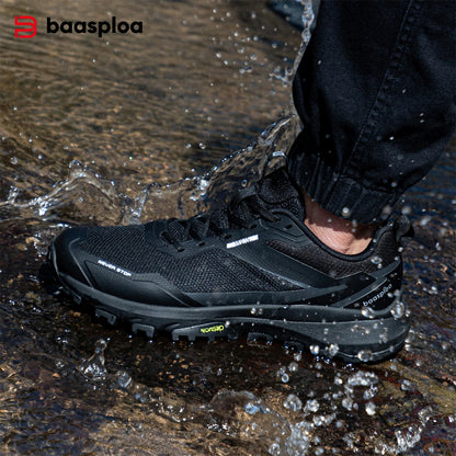 Baasploa Men Hiking Sneakers Outdoor Fashion Lightweight Breathable Shoes Male Casual Anti-Skid Wear-Resistant Climbing Shoes