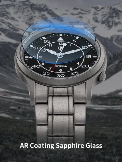 BERNY Titanium Men Quartz Watch AR Coating Sapphire Fashion Wristwatch Luminous VH31 Ultra-thin Wristwatch Waterproof 5ATM Watch