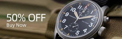Baltany Quartz Chronograph S5045 Sunburst Blue Dial VK67 100M Stainless Steel Calendar Window Sapphire Vintage Military Watches