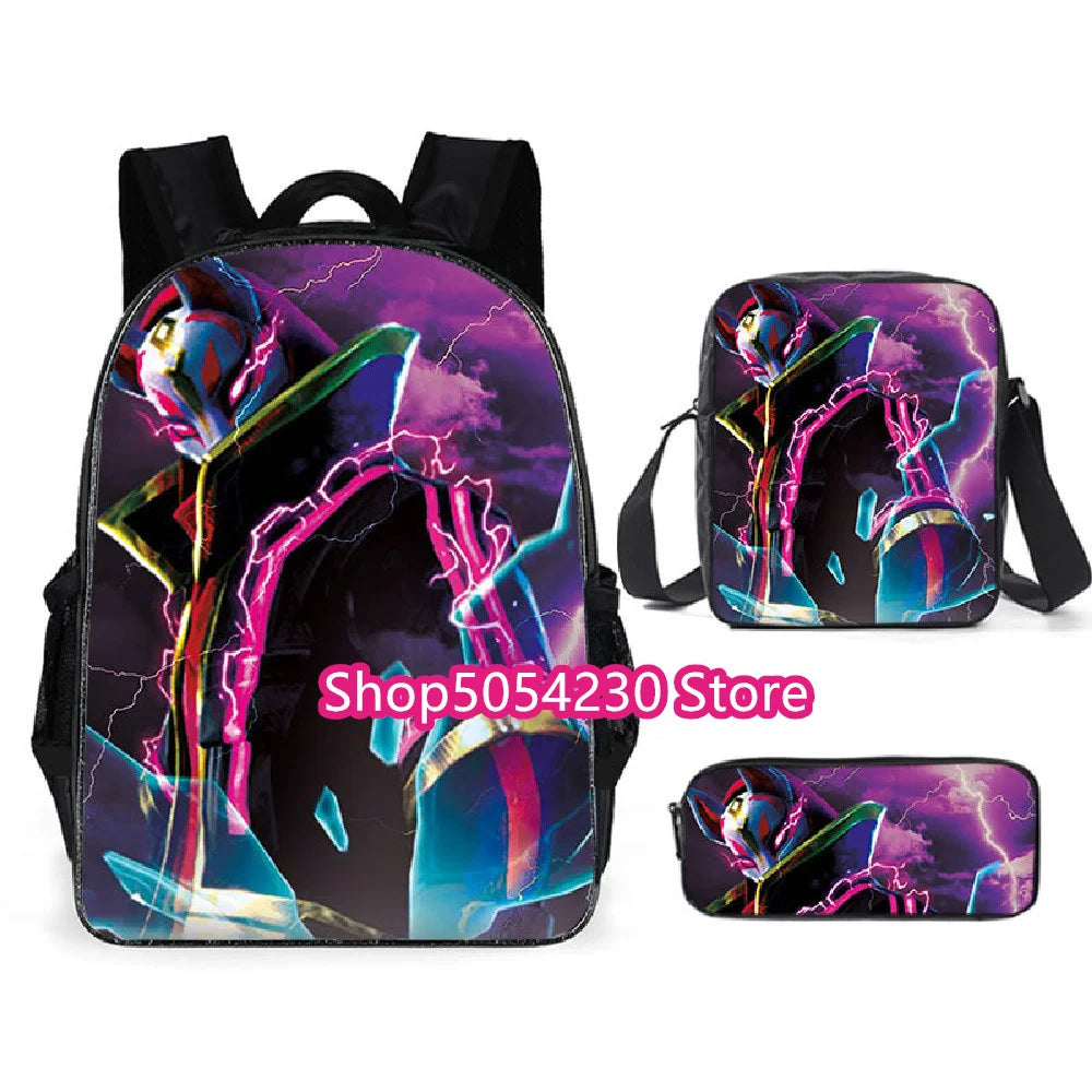 Conjunto de Mochila Fortnited 3PCS para Adolescentes e Estudantes, Saco de Viagem Fortress Night, Mochila Escolar 3D de Jogos Populares