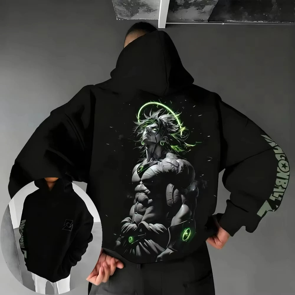 New Dragon Ball Z Broly Neon Halo Art Printed Hoodie Sweatshirt Men's and Women's Hoodie Men's Tops Sports Hoodie Y2K Hoodie