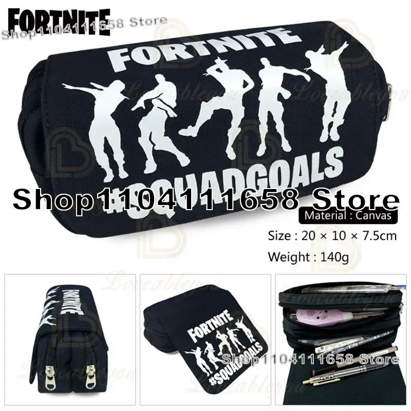 Fortnite Large Capacity Waterproof Velcro Pencil Case, Student Black Estuche Stationery School Pennenzak Supplies