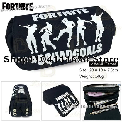 Fortnite Large Capacity Waterproof Velcro Pencil Case, Student Black Estuche Stationery School Pennenzak Supplies