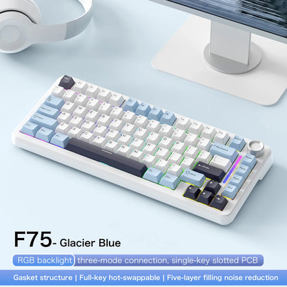 F75 Mechanical Keyboard FREEWOLF * AULA F75 Bluetooth Three-mode Keyboard, Dedicated for Gaming and Office Use