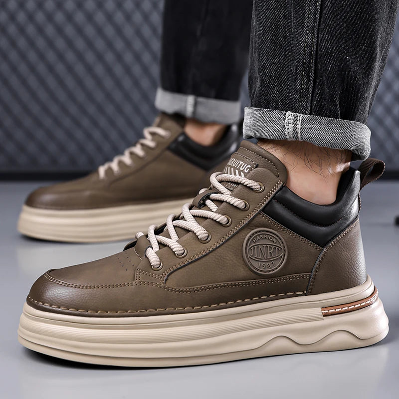 Pantofi Oxford casual pentru bărbați, din piele, cu talpă groasă, la modă, pentru exterior, fără toc, de calitate superioară, pantofi Oxford realizați manual, pentru plimbare