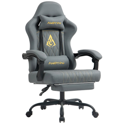 Andyou Ergonomic Gaming Chair - Swivel Reclining Gaming Chair , PU Leather Upholstery, Weight Capacity 150kg