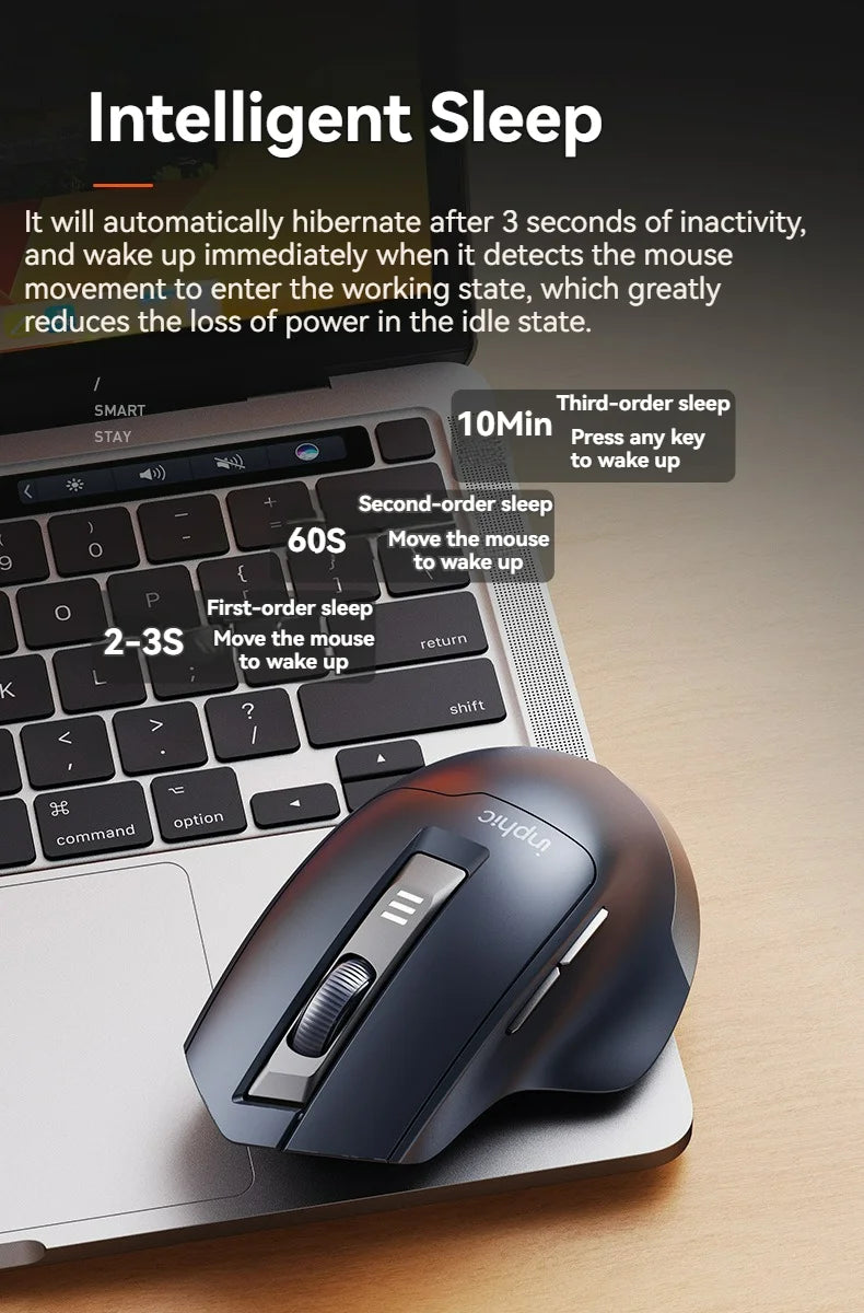 Ratón inalámbrico Inphic M9 con receptor USB 2.4G, recargable Type-C, botón silencioso, visualización de energía, ergonómico para oficina, universal