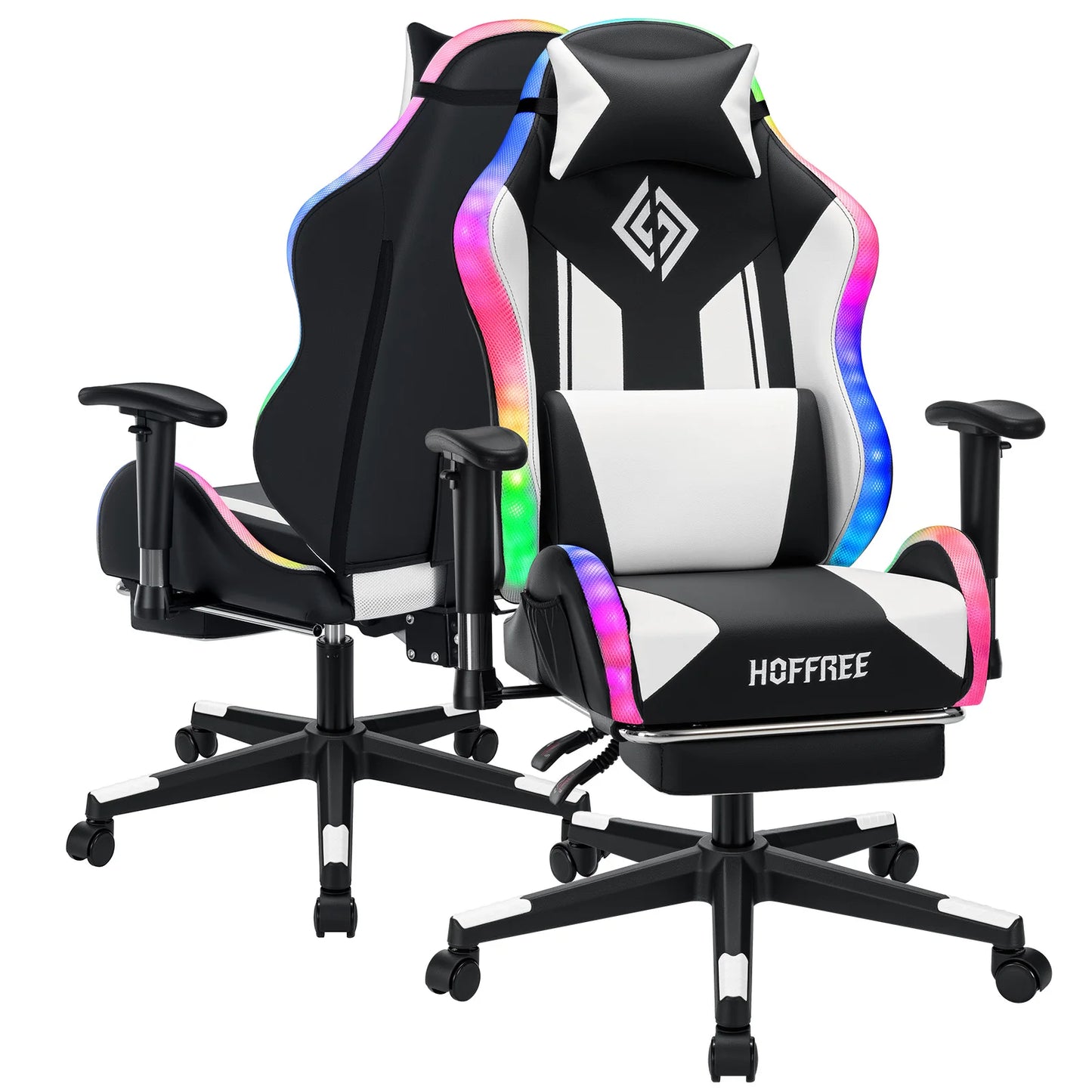 250Lbs Load LED Gaming Chair for Children 8-15 Years, Adjustable Gamer Chair with LED Lighting, Footrest & Lumbar Support
