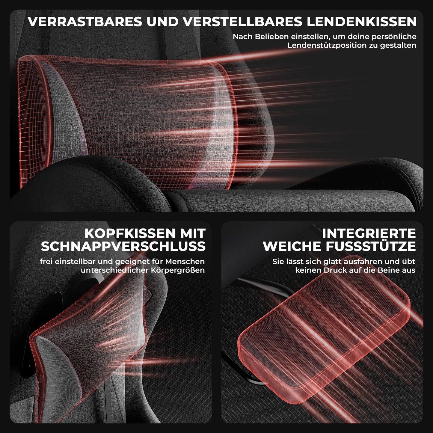 Ergonomic Gaming Chair with Lumbar Support and Headrest, Height-Adjustable Gaming Chair, PC Chair for Adults, Girls, and Boys