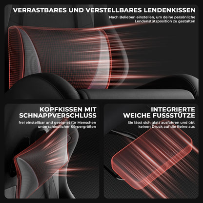 Ergonomic Gaming Chair with Lumbar Support and Headrest, Height-Adjustable Gaming Chair, PC Chair for Adults, Girls, and Boys