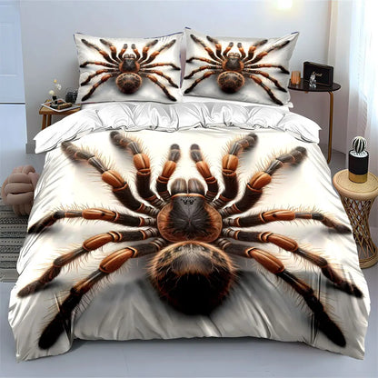 3D Furry spider close-up Pattern Duvet Cover Set Digital Print Colorful Polyester Bedding with Zipper Closur for kids gifts