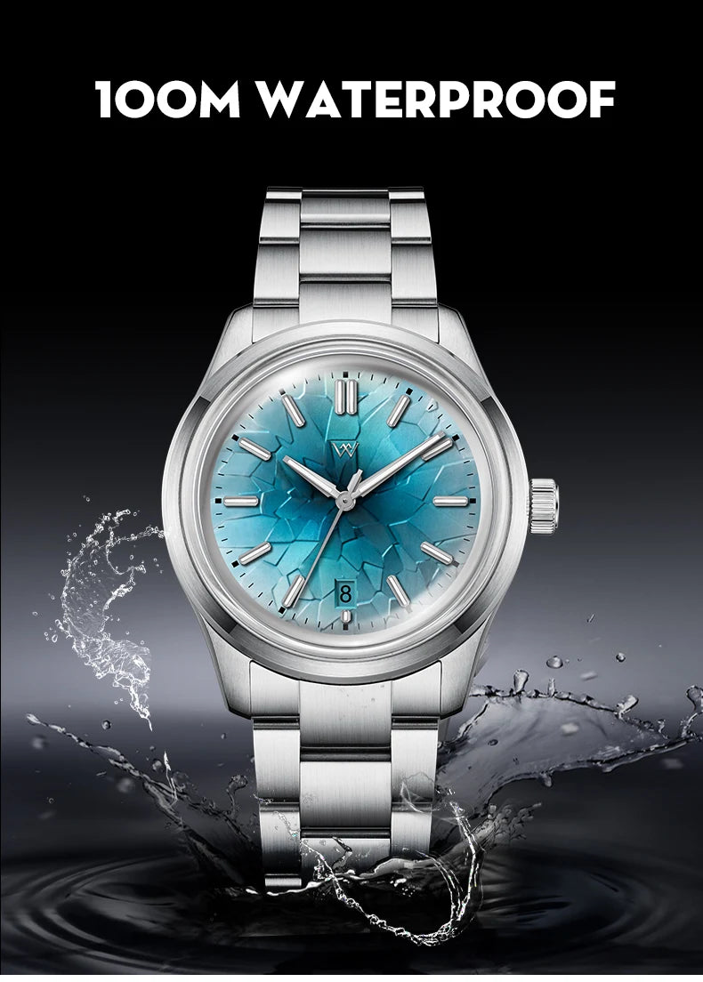 WM Watch Automatic Mechanical Watch NH35 Glacier Series 100M Waterproof AR Coated Sapphire Welly Merck Watches For Man WM226