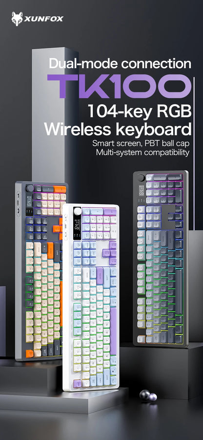 XUNFOX TK100 Wireless 2.4 Keyboard Bluetooth Dual-Mode Game Silent Office Notebook Universal Keyboard