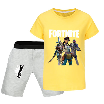 Fortnite Summer Kids Cartoon T-shirts Shorts Two-piece Set Baby Boys Tracksuit Girls Outfits 505