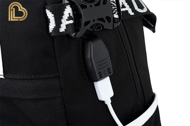 Ultima Knight F-Fortnited Battle Royale Rucksack mit USB-Ladeanschluss, Anime-Figuren und Studienfach für Schreibwaren für Schüler