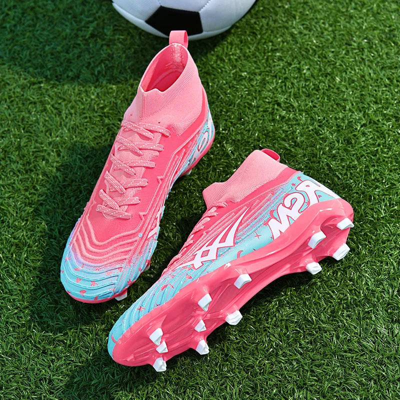Chaussures de football pour hommes et femmes, chaussures de sport à crampons longs, idéales pour les étudiants, les matchs et l'entraînement.