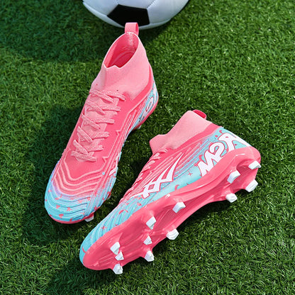 Chaussures de football pour hommes et femmes, chaussures de sport à crampons longs, idéales pour les étudiants, les matchs et l'entraînement.
