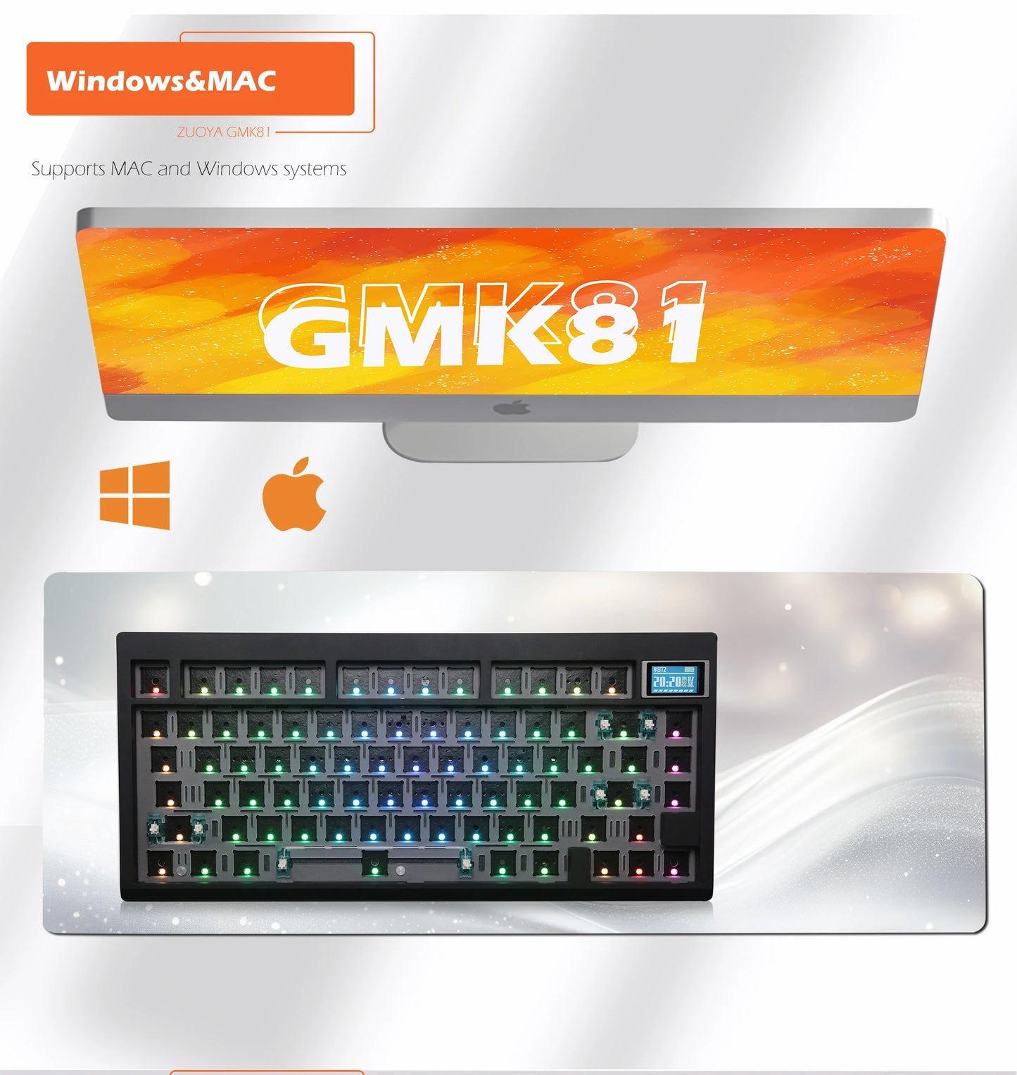 ZUOYA GMK81 Mechanical Keyboard Kit Hot-Swappable Bluetooth 2.4G Wireless RGB Backlit Gasket Structure Support for
