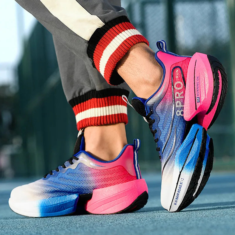 Men's Running Shoes Carbon Plate Racing Marathon Athletic Shoes Cushioned Comfortable Road Sneakers Teenage Training Shoes