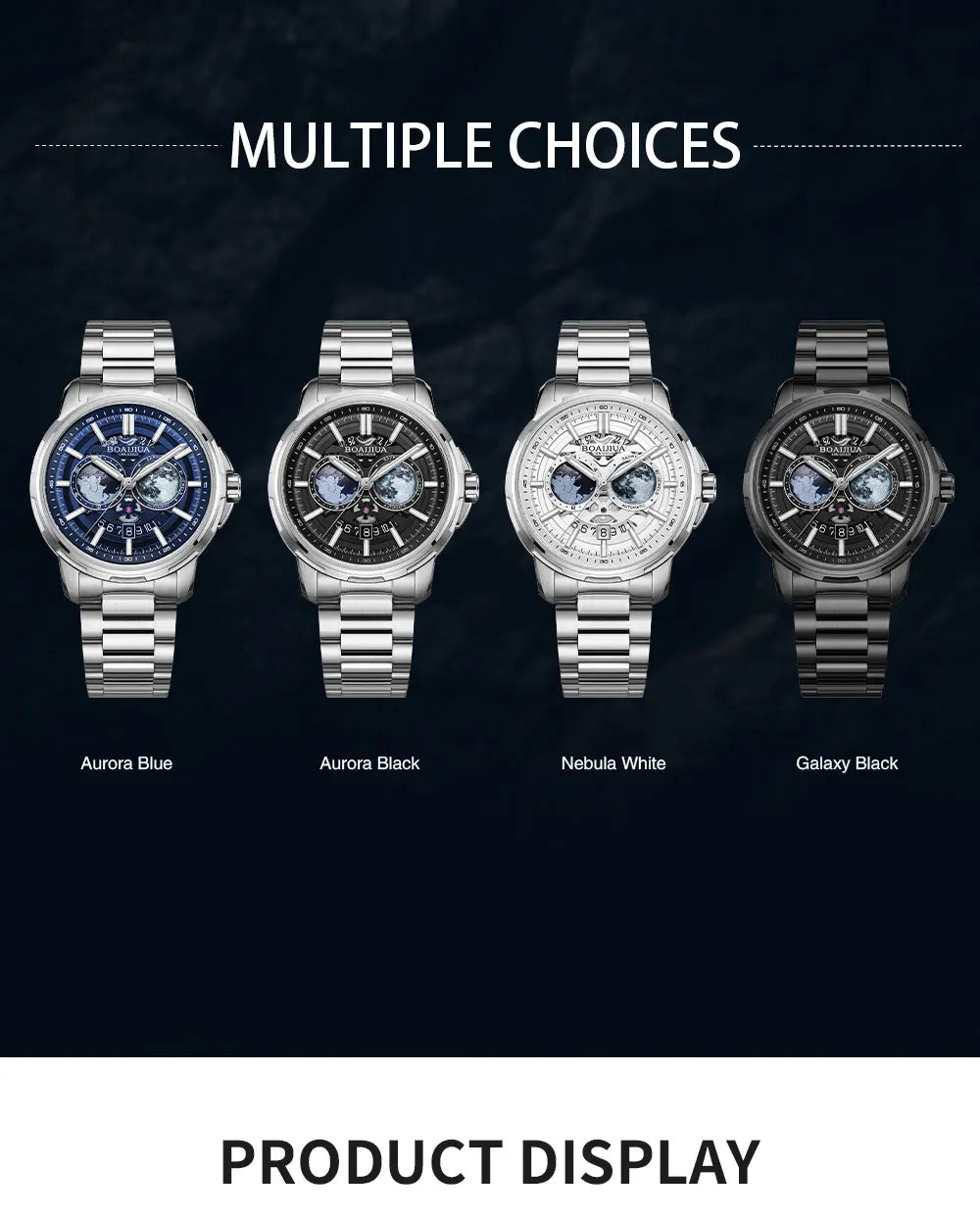 BORIAGE(BOAIJIUA) Automatic Mechanical Watch Creative Starry Sky Watch Water Resistant  Mechanical Watches Birthday Gift for Men