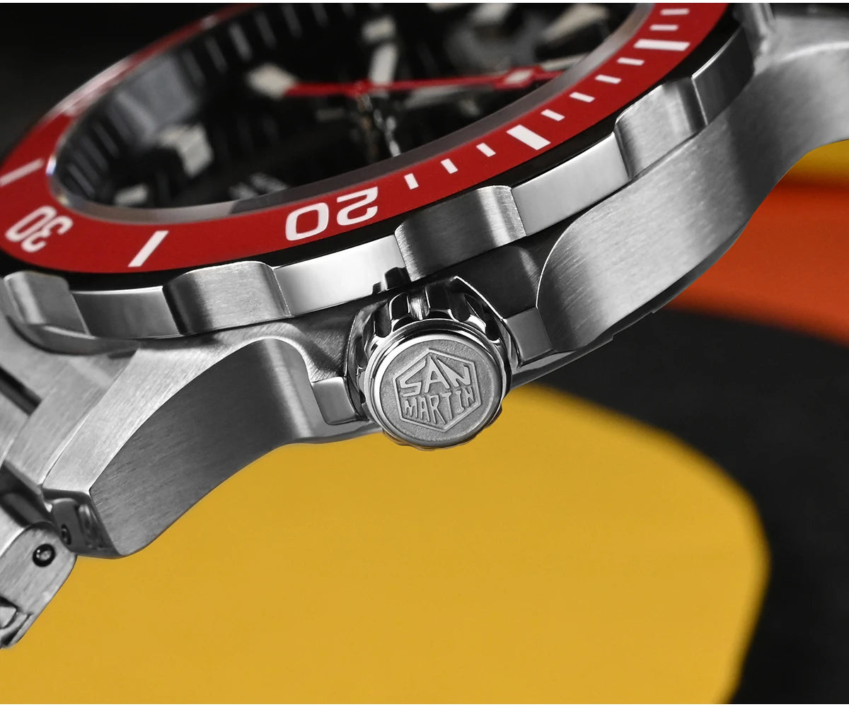 San Martin Original Design Diver 39.5mm V2 Men Watch NH35 Automatic Mechanical Watch Milanese Bracelet Waterproof 200m Luminous