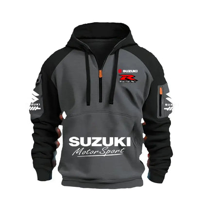 Produit gaming premium Fraquane, 2025 Suzuki Logo Hoodie Motorcycle Racing Cycling Sweatshirt Racing Clothing Sweatshirt Half Zipper Multi-pocket Zipper Hoodie, nouvelle génération