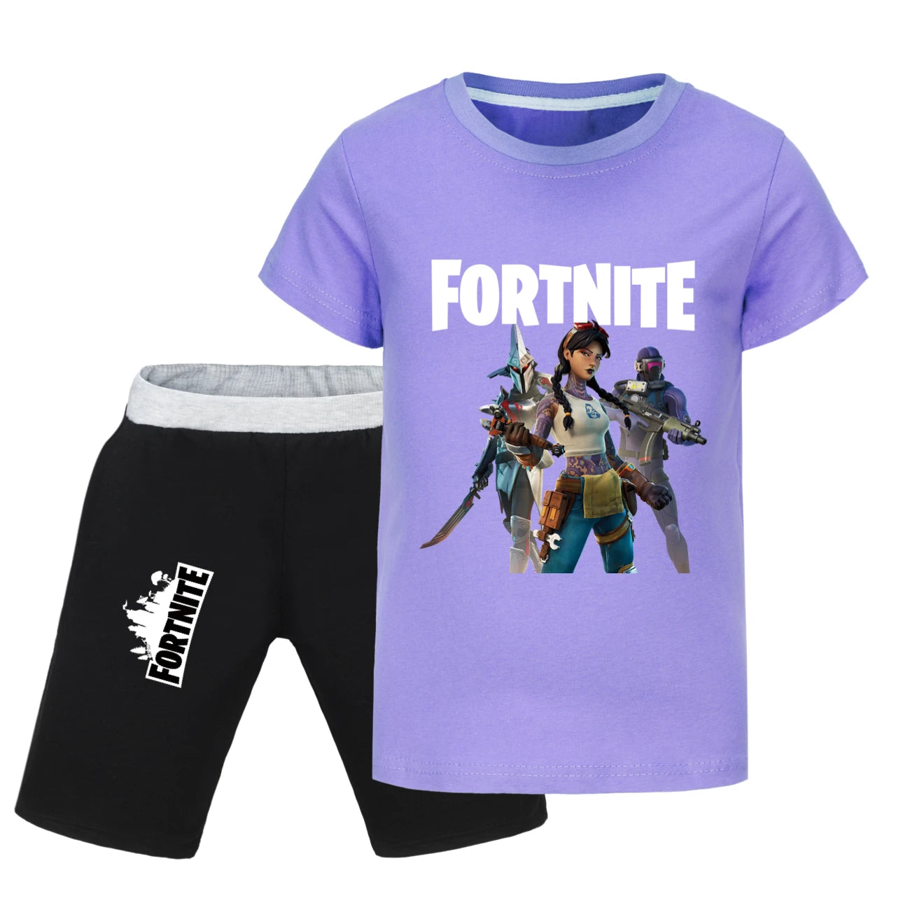 Fortnite Summer Kids Cartoon T-shirts Shorts Two-piece Set Baby Boys Tracksuit Girls Outfits 505