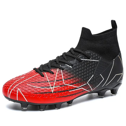 New Professional High Top Football Shoes Artificial Grass Leather Youth Students Training Soccer Shoes for Men And Women Sports