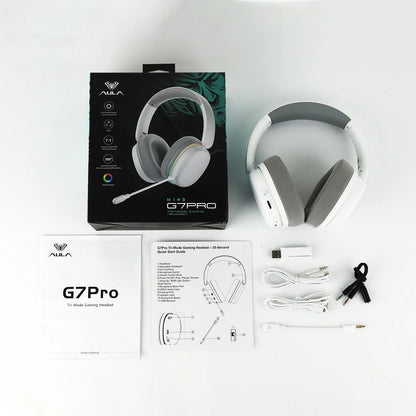 Cuffie da gaming AULA G7 Pro 7.1 Surround Sound wireless Bluetooth 5.3 con microfono a cancellazione del rumore per PS5/PS4/PC/Switch